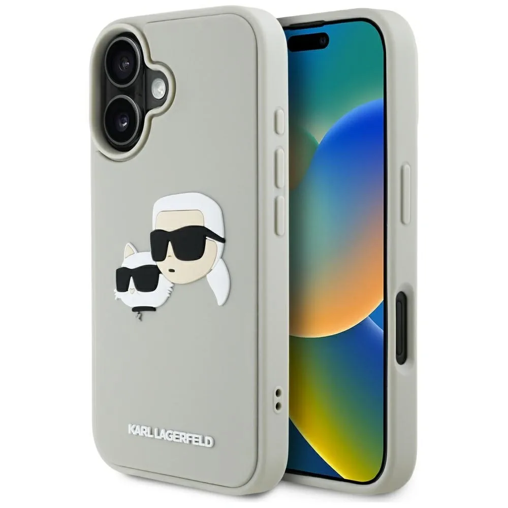 Kryt Karl Lagerfeld HC 3D Rubber Double Heads Apple iPhone 16 beige
