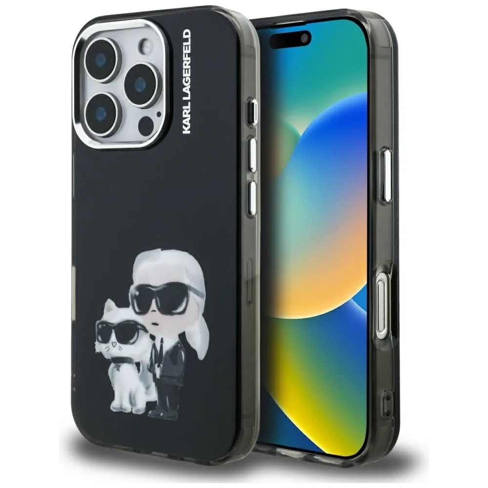 Kryt Karl Lagerfeld IML Aquarelle Karl & Choupette & Logo Apple iPhone 16 Pro Max black