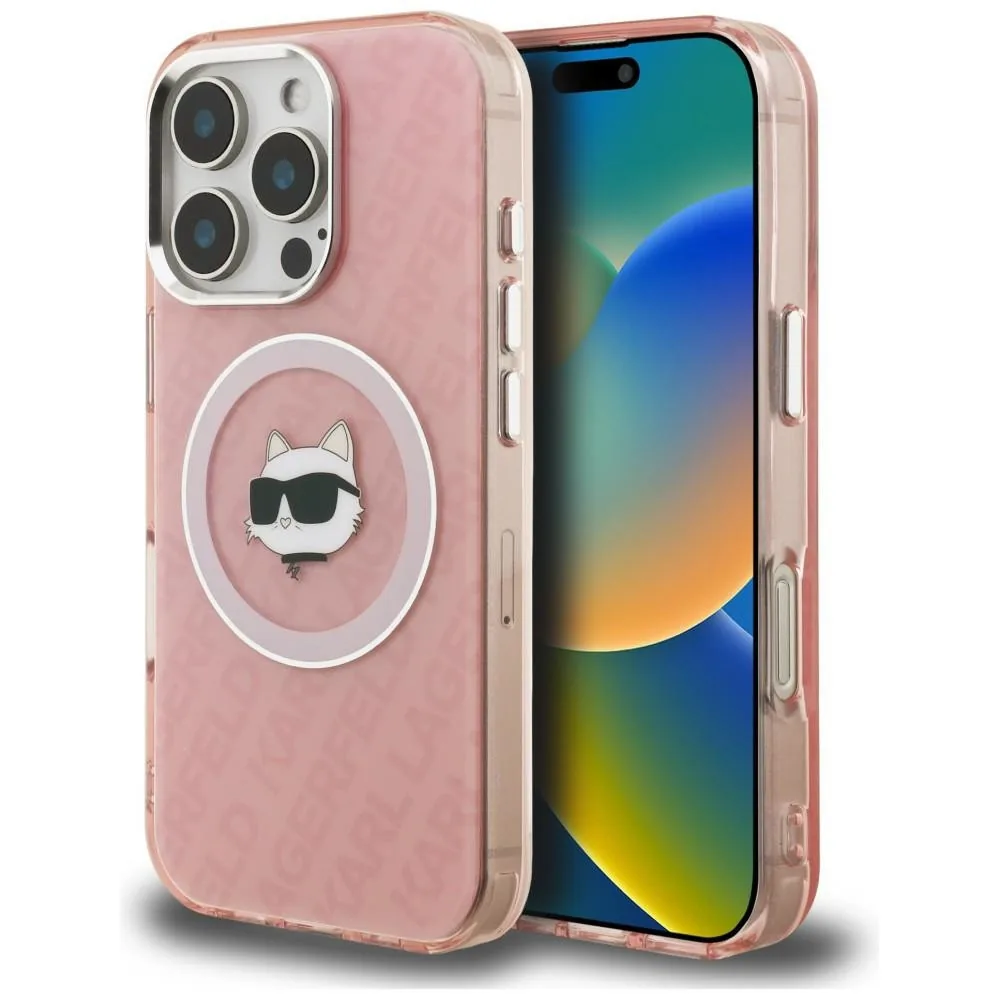 Kryt Karl Lagerfeld IML Choupette Head Logo MagSafe Apple iPhone 16 Pro Max pink