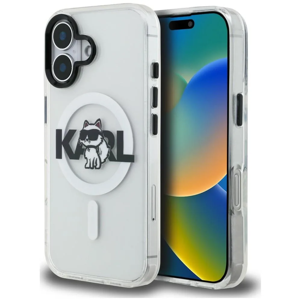 Kryt Karl Lagerfeld IML Choupette Sketch Logo MagSafe Apple iPhone 16 clear