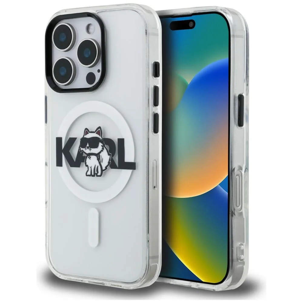 Kryt Karl Lagerfeld IML Choupette Sketch Logo MagSafe Apple iPhone 16 Pro clear