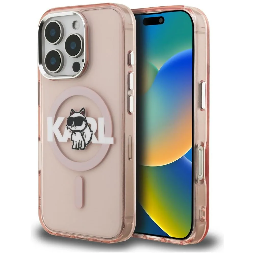 Kryt Karl Lagerfeld IML Choupette Sketch Logo MagSafe Apple iPhone 16 Pro pink