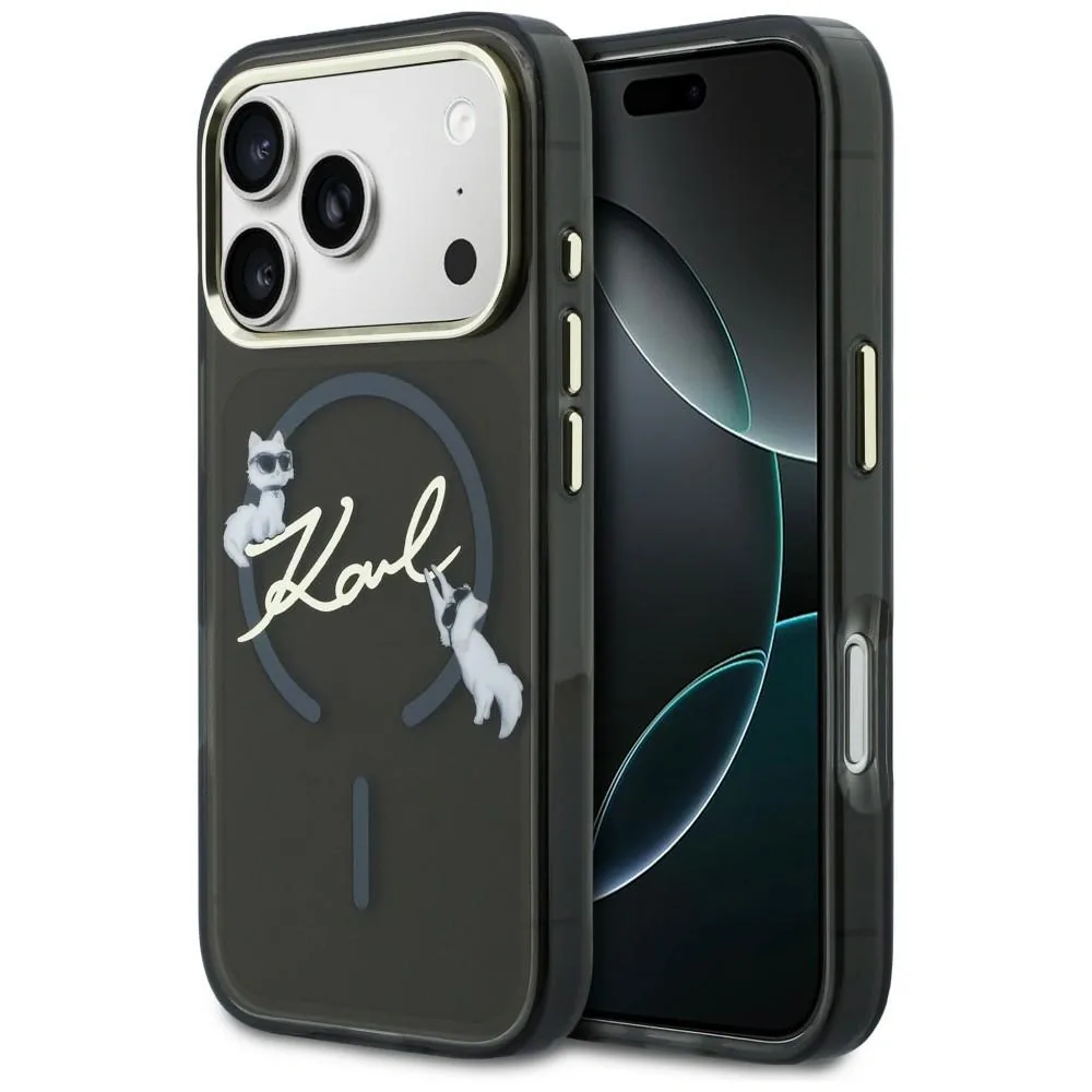 Kryt Karl Lagerfeld IML Choupettes Karl Script Logo MagSafe Apple iPhone 17 Pro Max black
