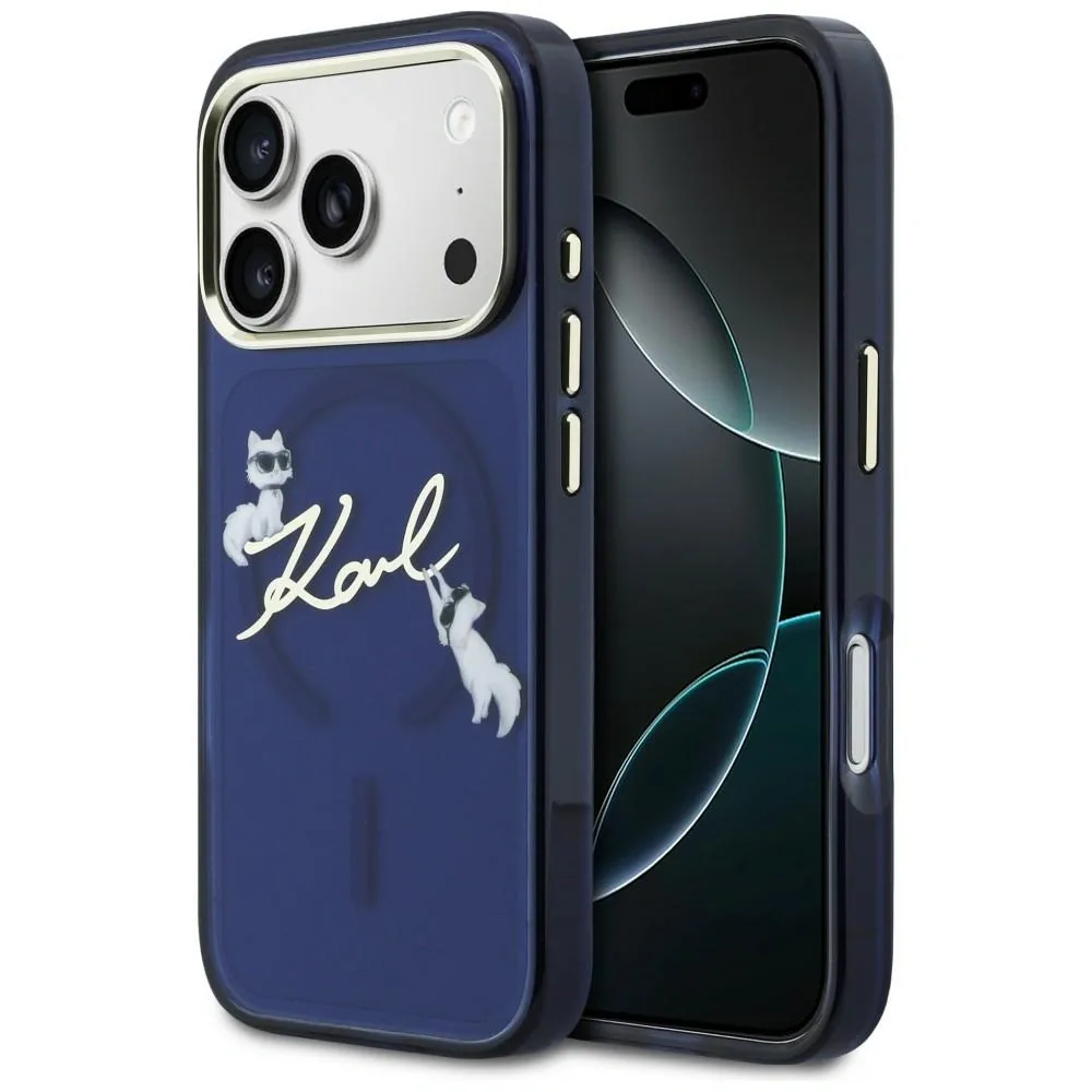 Kryt Karl Lagerfeld IML Choupettes Karl Script Logo MagSafe Apple iPhone 17 Pro Max blue