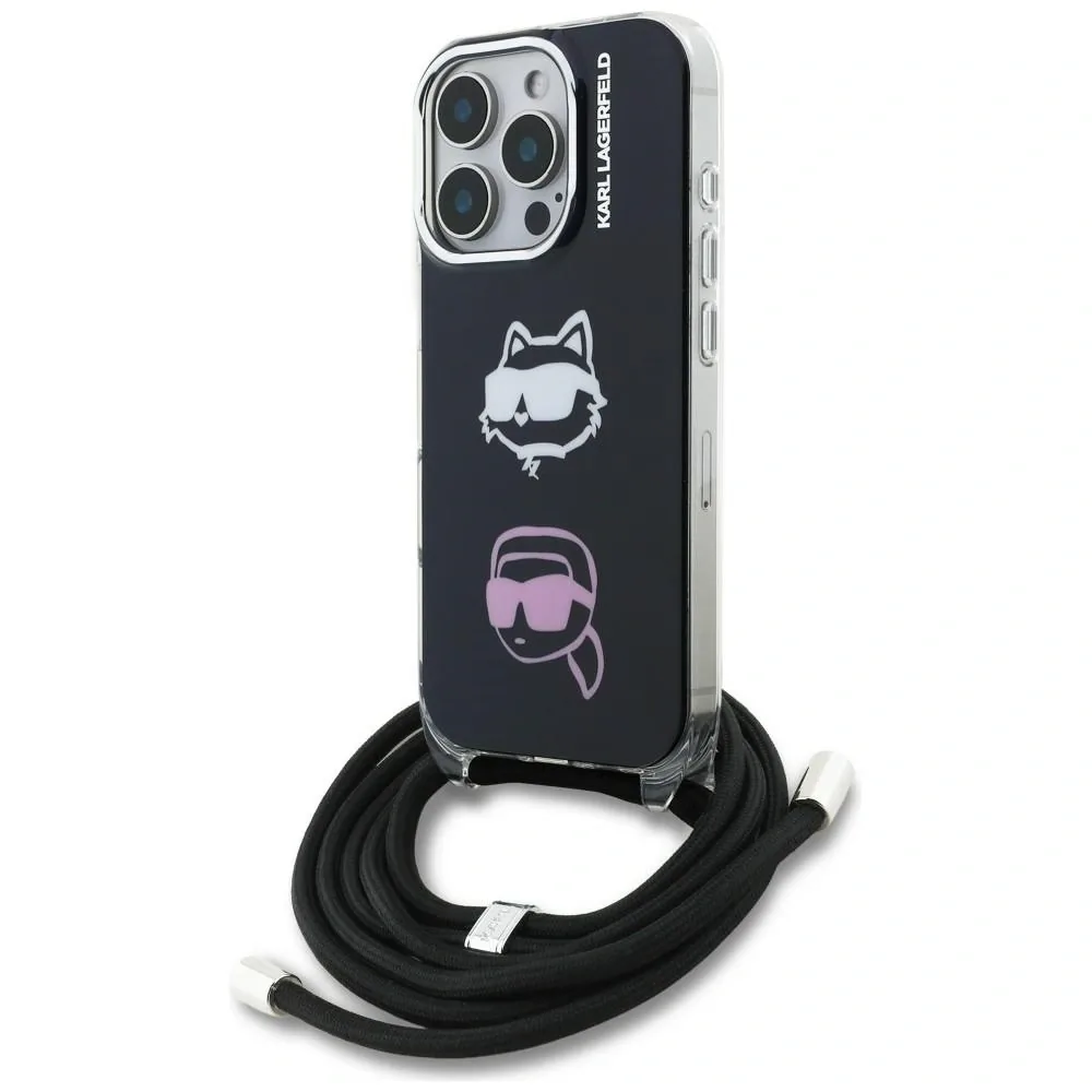 Kryt Karl Lagerfeld IML Crossbody Karl&Choupette Head Apple iPhone 16 Pro black