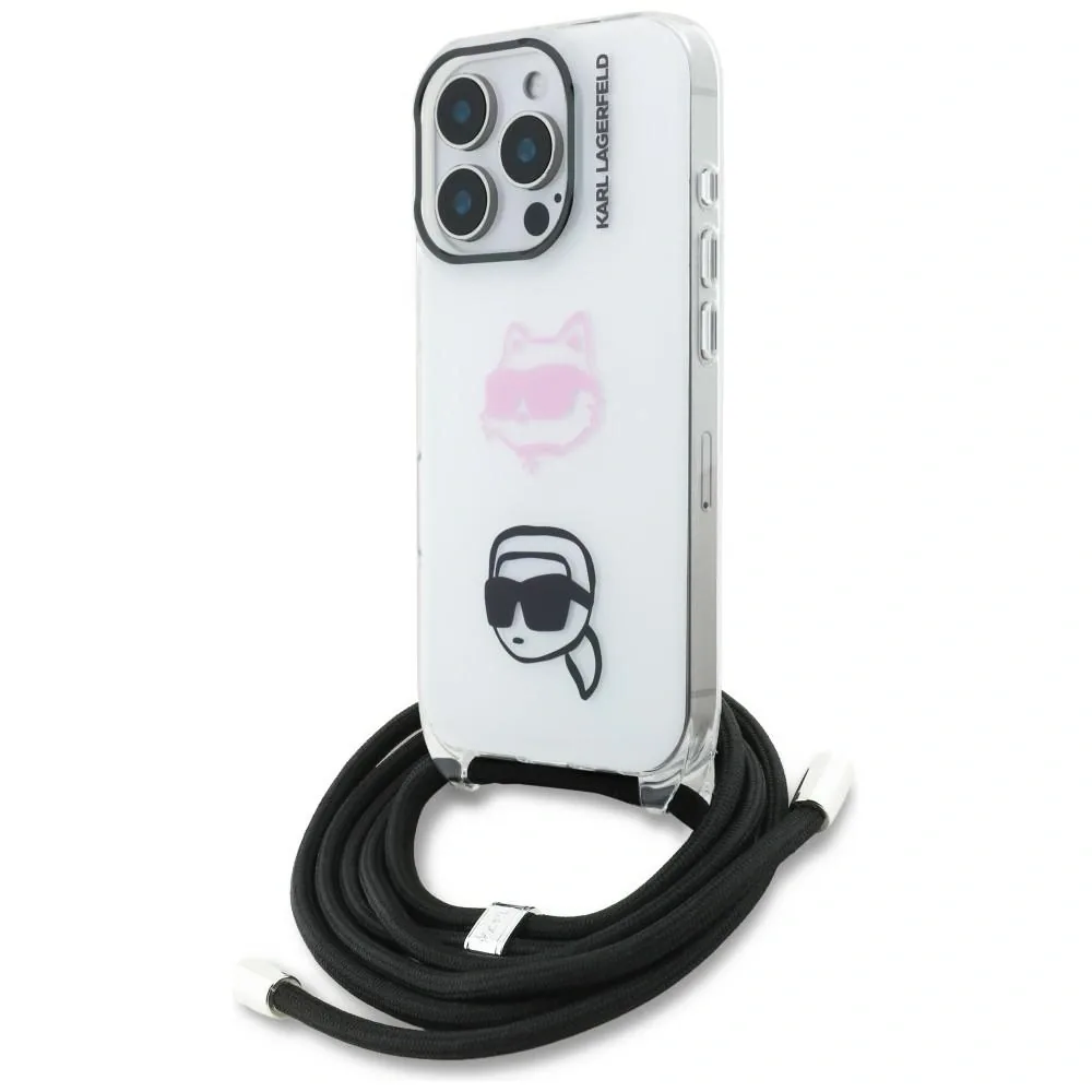 Kryt Karl Lagerfeld IML Crossbody Karl&Choupette Head Apple iPhone 16 Pro white