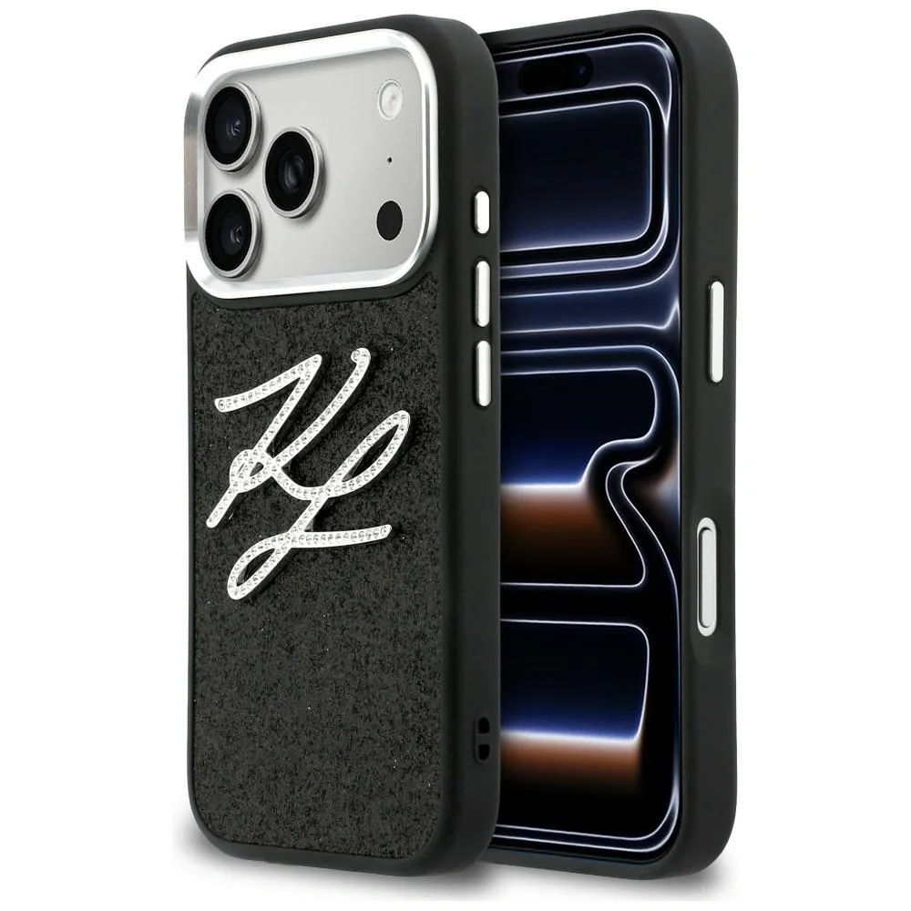 Kryt Karl Lagerfeld IML Glitter KL Diamond Logo Apple iPhone 17 Pro black