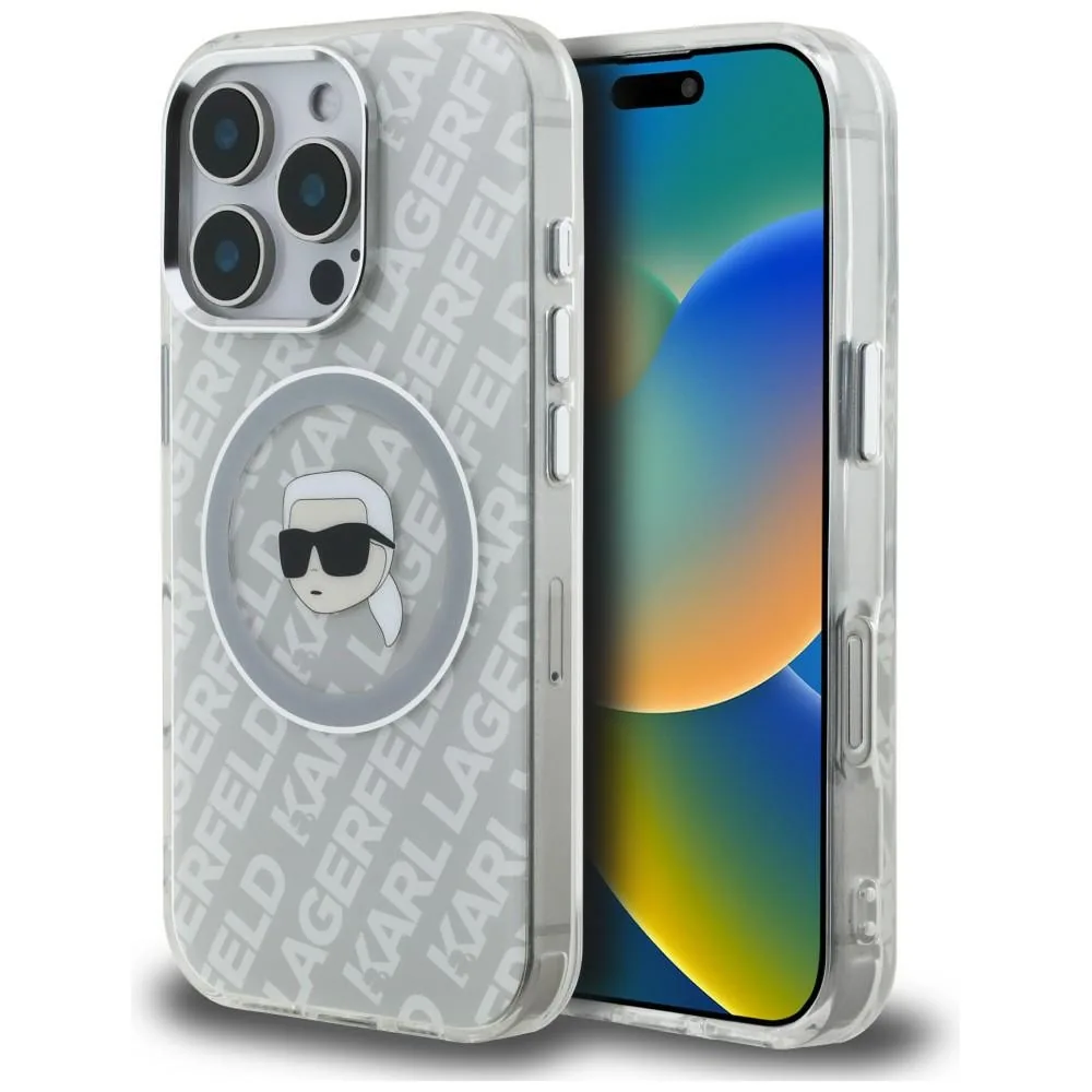 Kryt Karl Lagerfeld IML Karl Head Logo MagSafe Apple iPhone 16 Pro grey
