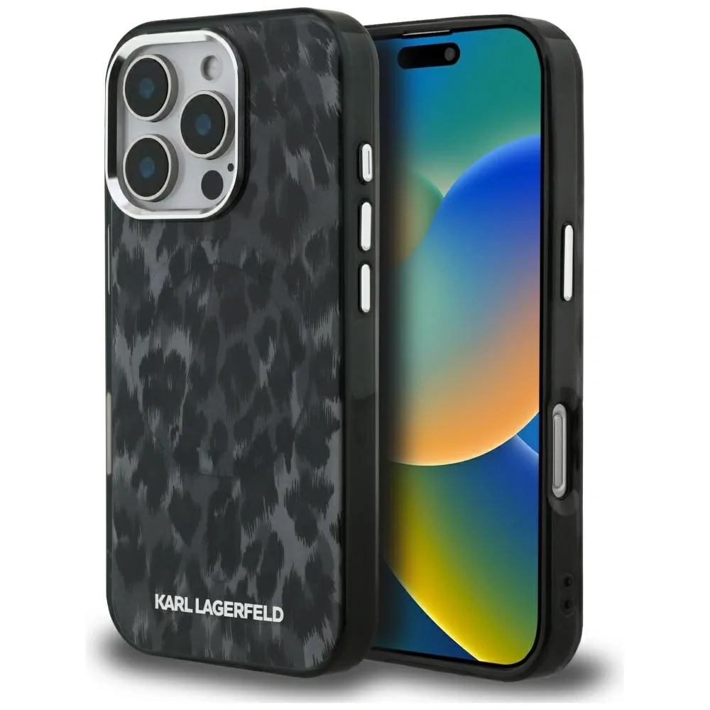 Kryt Karl Lagerfeld IML Leopard Pattern MagSafe Apple iPhone 16 Pro black