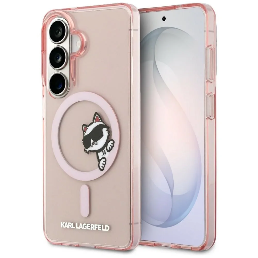Kryt Karl Lagerfeld IML Peekaboo Choupette MagSafe Samsung Galaxy S26 pink