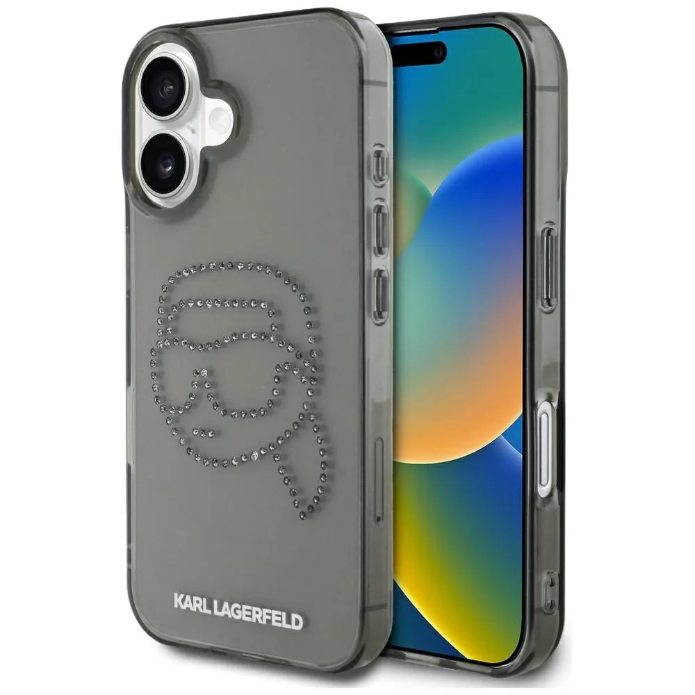 Kryt Karl Lagerfeld IML Rhinestones Karl Head Apple iPhone 16 black