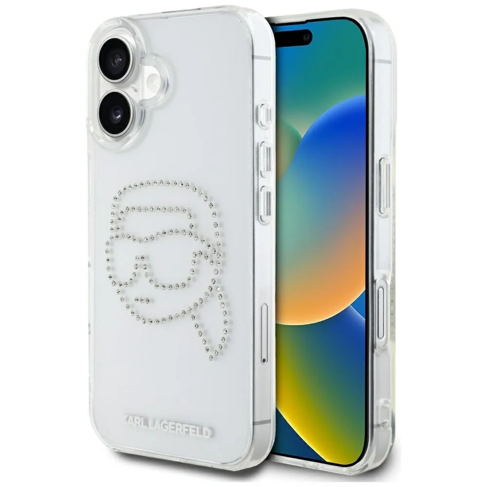Kryt Karl Lagerfeld IML Rhinestones Karl Head Apple iPhone 16 clear