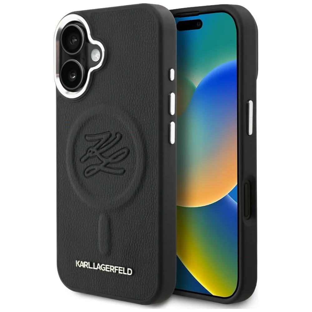Kryt Karl Lagerfeld Initial & Metal Logo MagSafe Apple iPhone 16 black