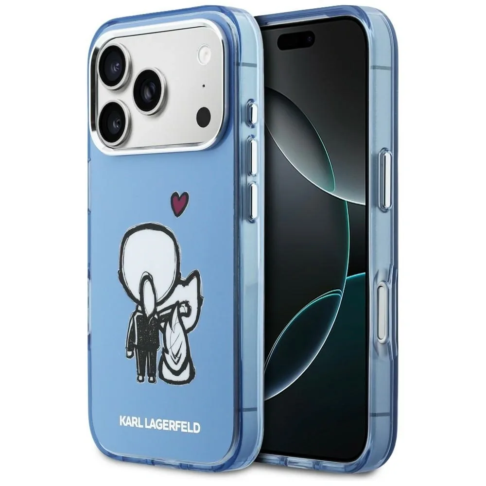 Kryt Karl Lagerfeld Karl & Choupette Back MagSafe Apple iPhone 17 Pro blue