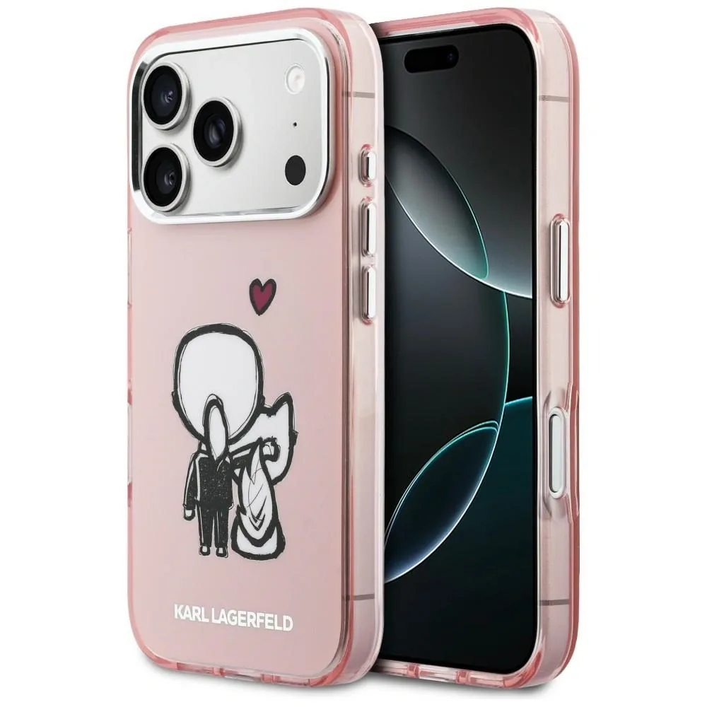 Kryt Karl Lagerfeld Karl & Choupette Back MagSafe Apple iPhone 17 Pro pink
