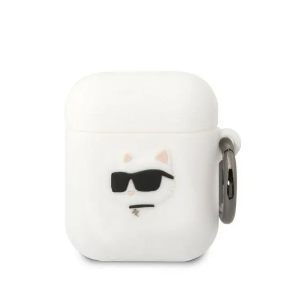 Kryt Karl Lagerfeld KLA2RUNCHH Apple AirPods 2/1 cover white Silicone Choupette Head 3D