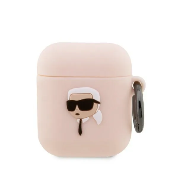 Kryt Karl Lagerfeld KLA2RUNIKP Apple AirPods 2/1 cover pink Silicone Karl Head 3D