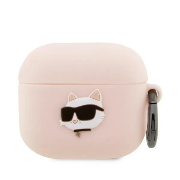 Kryt Karl Lagerfeld KLA3RUNCHP Apple AirPods 3 cover pink Silicone Choupette Head 3D