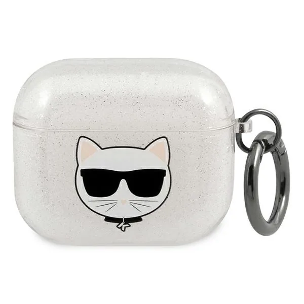 Kryt Karl Lagerfeld KLA3UCHGS Apple AirPods 3 cover silver Glitter Choupette