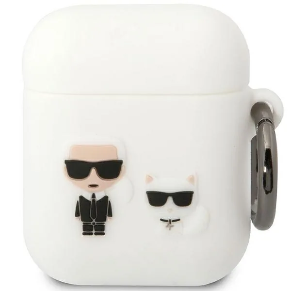 Kryt Karl Lagerfeld KLACA2SILKCW Apple AirPods 2/1 white Silicone Karl & Choupette