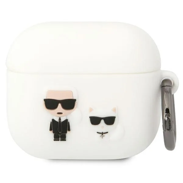 Kryt Karl Lagerfeld KLACA3SILKCW Apple AirPods 3 white Silicone Karl & Choupette