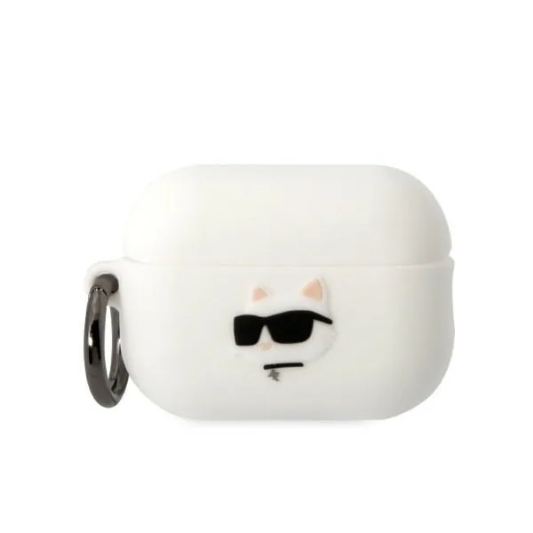 Kryt Karl Lagerfeld KLAP2RUNCHH Apple AirPods Pro 2 cover white Silicone Choupette Head 3D