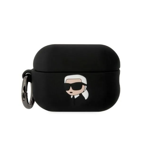 Kryt Karl Lagerfeld KLAP2RUNIKK Apple AirPods Pro 2 cover black Silicone Karl Head 3D