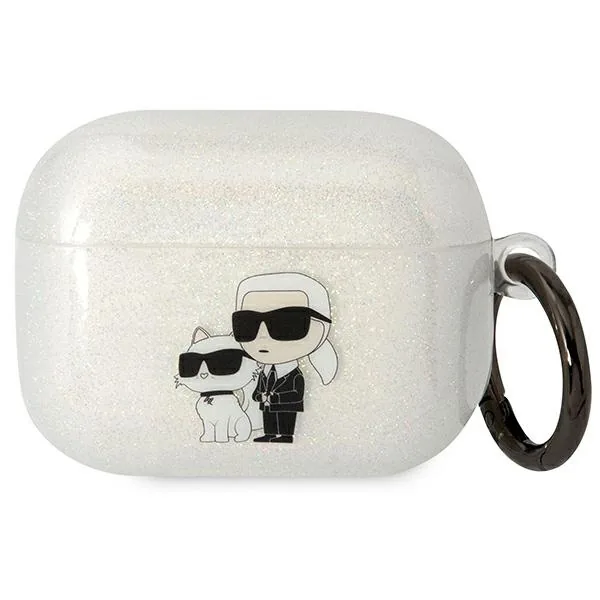 Kryt Karl Lagerfeld KLAPHNKCTGT Apple AirPods Pro transparent Gliter Karl&Choupette