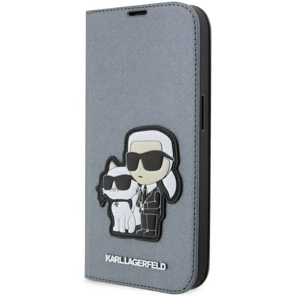 Kryt Karl Lagerfeld KLBKP14LSANKCPG Apple iPhone 14 Pro bookcase silver Saffiano Karl & Choupette