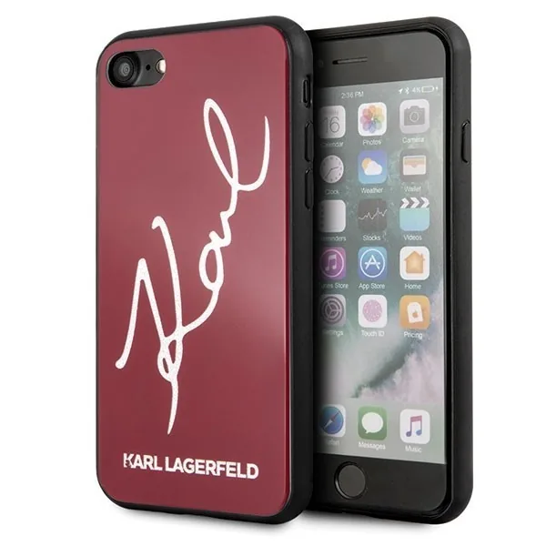 Kryt Karl Lagerfeld KLHCI8DLKSRE Apple iPhone SE 2022/SE 2020/8/7 red hard case Signature Glitter