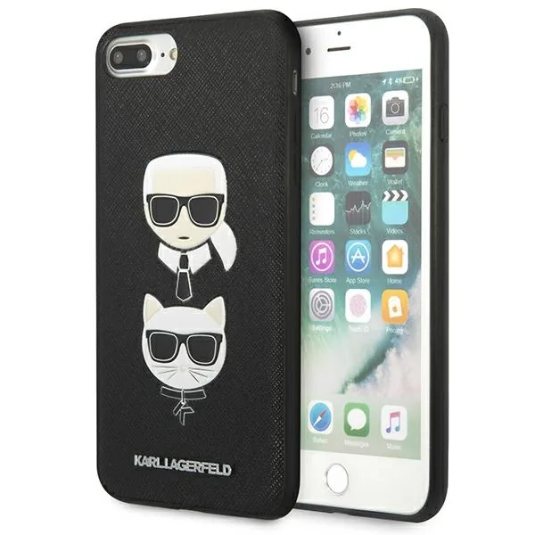 Kryt Karl Lagerfeld KLHCI8LSAKICKCBK Apple iPhone 8/7 Plus black hardcase Saffiano Ikonik Karl&Choupette Head