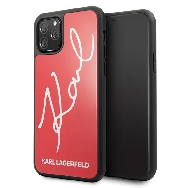 Kryt Karl Lagerfeld KLHCN58DLKSRE iPhone 11 Pro red hard case Signature Glitter