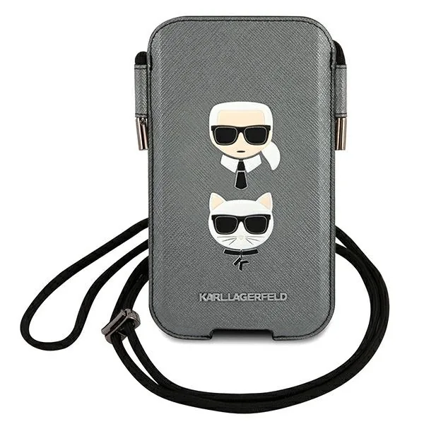 Kryt Karl Lagerfeld KLHCP12LOPHKCG 6.7 inch grey hardcase Saffiano Ikonik Karl&Choupette Head