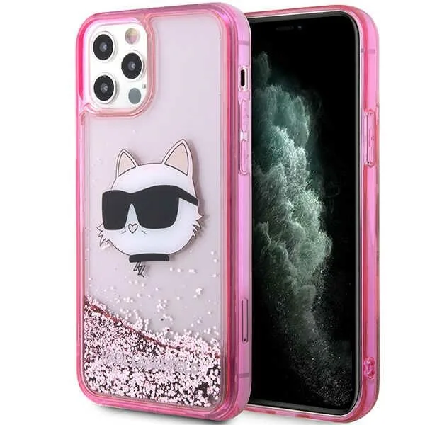 Kryt Karl Lagerfeld KLHCP12MLNCHCP Apple iPhone 12/12 Pro pink hardcase Glitter Choupette Head