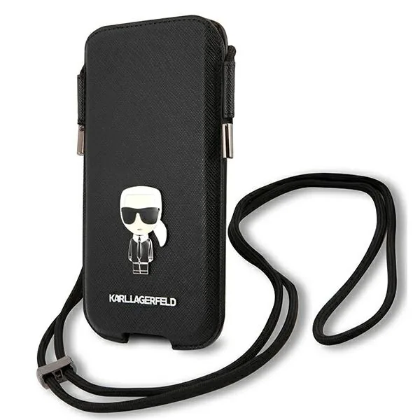 Kryt Karl Lagerfeld KLHCP12MOPHKMK 6.1 inch black hardcase Saffiano Ikonik