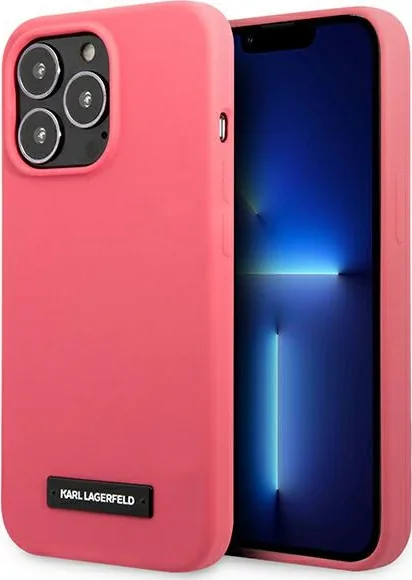 Kryt Karl Lagerfeld KLHCP13LSLMP1PI Apple iPhone 13 Pro hardcase fuchsia Silicone Plaque