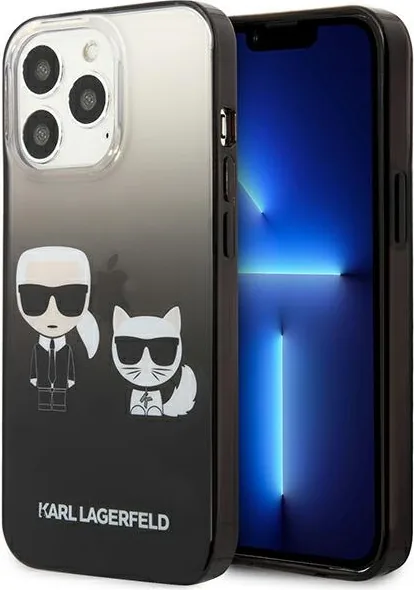 Kryt Karl Lagerfeld KLHCP13LTGKCK Apple iPhone 13 Pro hardcase black Gradient Ikonik Karl & Choupette