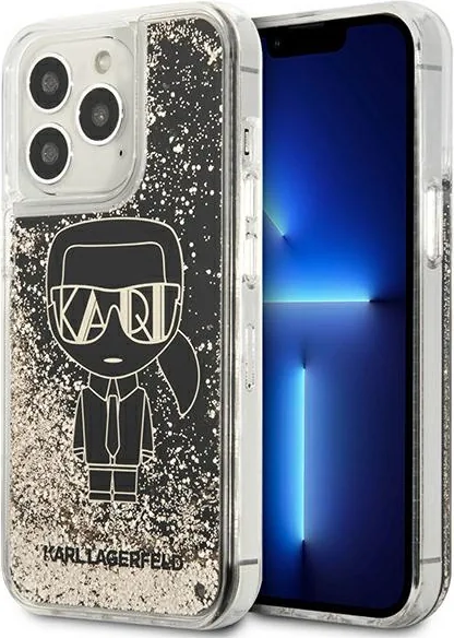 Kryt Karl Lagerfeld KLHCP13XLGGKBK Apple iPhone 13 Pro Max black hardcase Liquid Glitter Gatsby