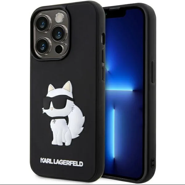 Kryt Karl Lagerfeld KLHCP14L3DRKHNK Apple iPhone 14 Pro black hardcase Rubber Choupette 3D