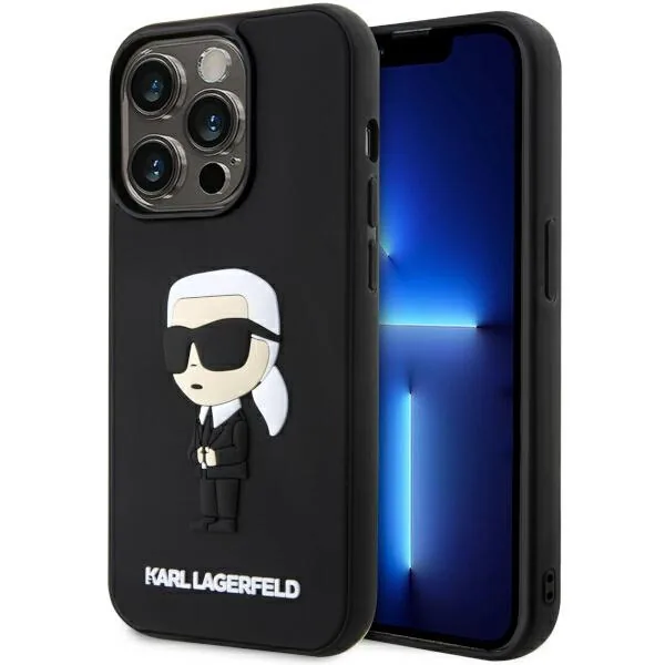 Kryt Karl Lagerfeld KLHCP14L3DRKINK Apple iPhone 14 Pro black hardcase Rubber Ikonik 3D