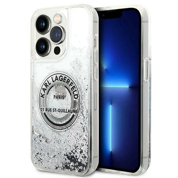 Kryt Karl Lagerfeld KLHCP14LLCRSGRS Apple iPhone 14 Pro silver hardcase Liquid Glitter RSG