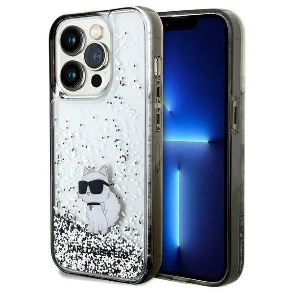Kryt Karl Lagerfeld KLHCP14LLKCNSK Apple iPhone 14 Pro hardcase Liquid Glitter Choupette transparent