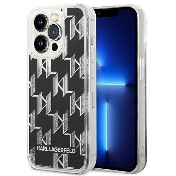 Kryt Karl Lagerfeld KLHCP14LLMNMK Apple iPhone 14 Pro hardcase black Liquid Glitter Monogram