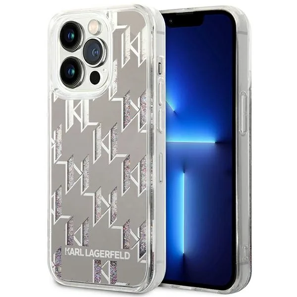 Kryt Karl Lagerfeld KLHCP14LLMNMS Apple iPhone 14 Pro hardcase silver Liquid Glitter Monogram