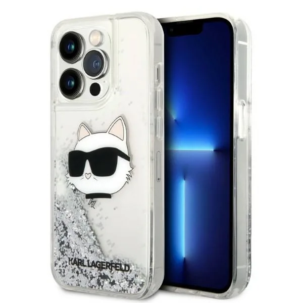 Kryt Karl Lagerfeld KLHCP14LLNCHCS Apple iPhone 14 Pro silver hardcase Glitter Choupette Head