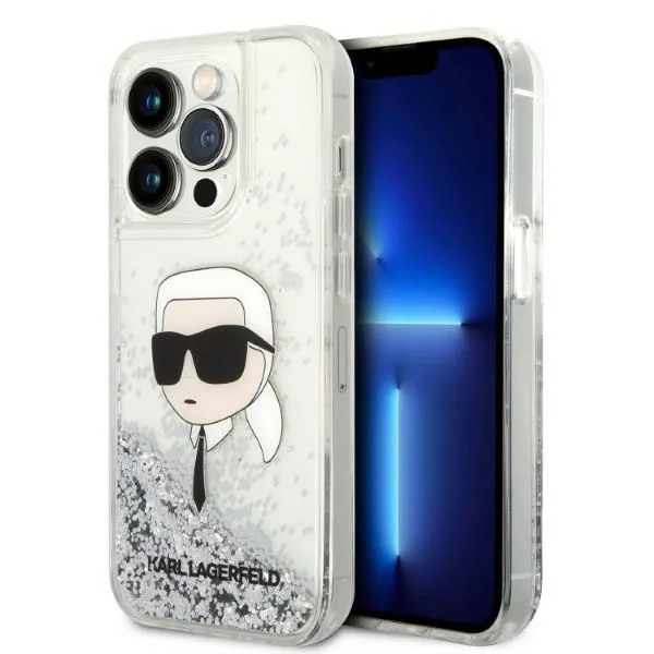 Kryt Karl Lagerfeld KLHCP14LLNKHCH Apple iPhone 14 Pro silver hardcase Glitter Karl Head