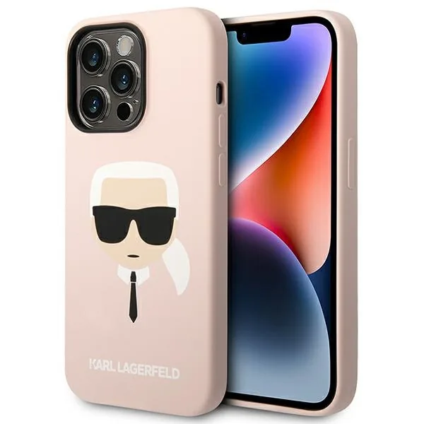 Kryt Karl Lagerfeld KLHCP14LSLKHLP Apple iPhone 14 Pro hardcase pink Silicone Karl`s Head