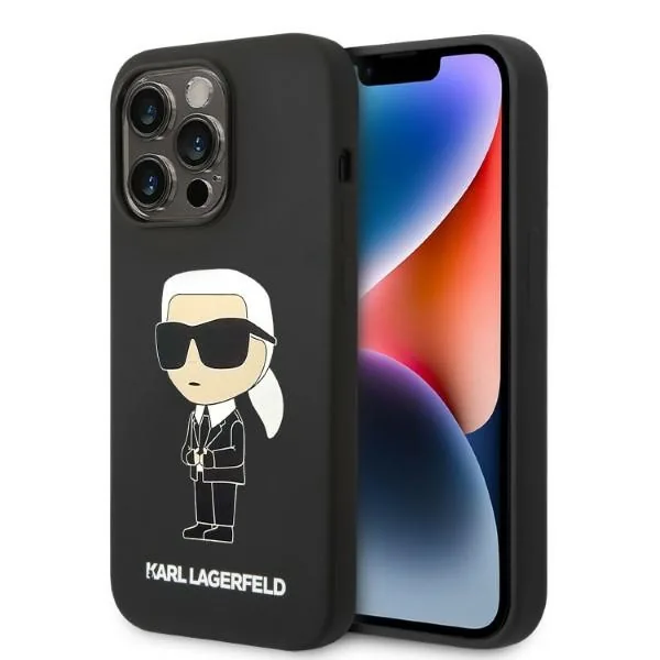 Kryt Karl Lagerfeld KLHCP14LSNIKBCK Apple iPhone 14 Pro hardcase black Silicone Ikonik