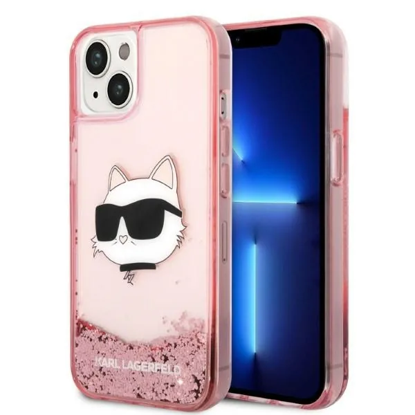 Kryt Karl Lagerfeld KLHCP14MLNCHCP Apple iPhone 14 Plus / 15 Plus pink hardcase Glitter Choupette Head