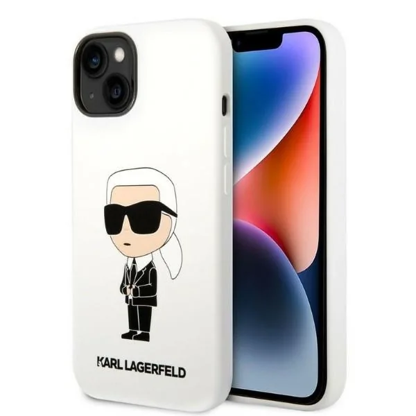 Kryt Karl Lagerfeld KLHCP14MSNIKBCH Apple iPhone 14 Plus / 15 Plus hardcase white Silicone Ikonik